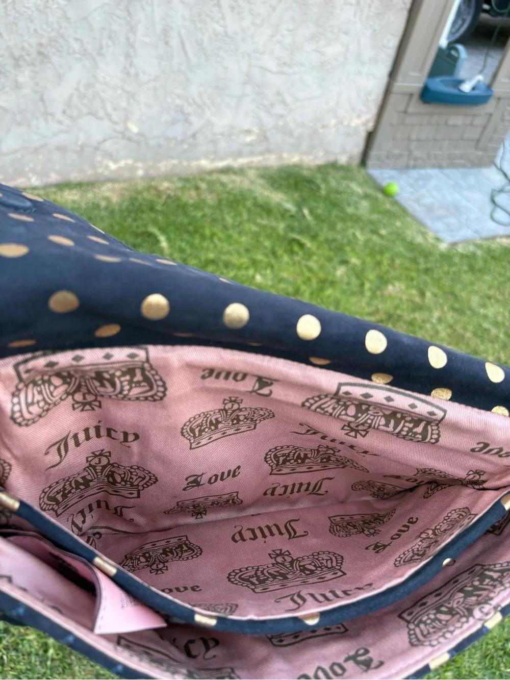 Vintage Y2K Juicy Couture Navy Blue Suede XL Clutch With Bow Detail EUC